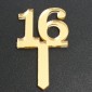 ACRYLIC Number Topper - 16 Gold 2.5cm