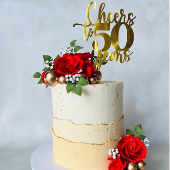 Cheers to 50 Years Mirror Topper 14cm Gold