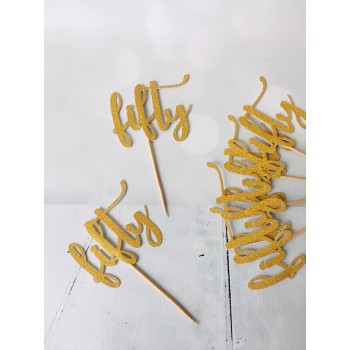 Glitter Picks - Number Fifty Gold 9cm