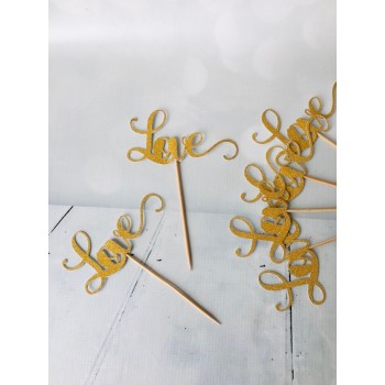 Glitter Picks - Love Gold 13cm