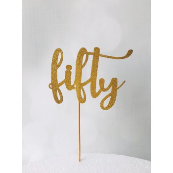 Glitter Picks - Number Fifty Gold 9cm