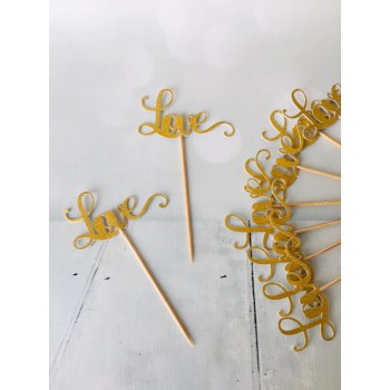 Glitter Picks - Love Gold and Black 10cm