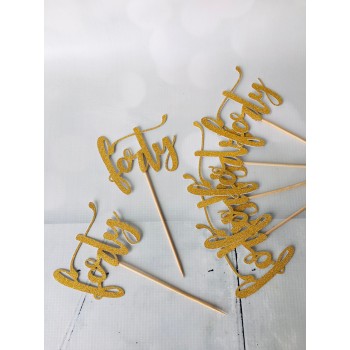 Glitter Picks - Number Forty Gold 9cm