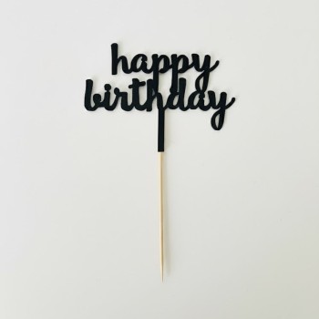 Topper Mirror Picks - Happy Birthday Black 10cm