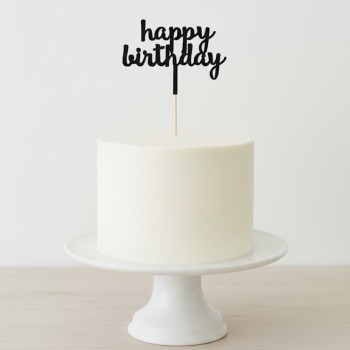 Topper Mirror Picks - Happy Birthday Black 10cm